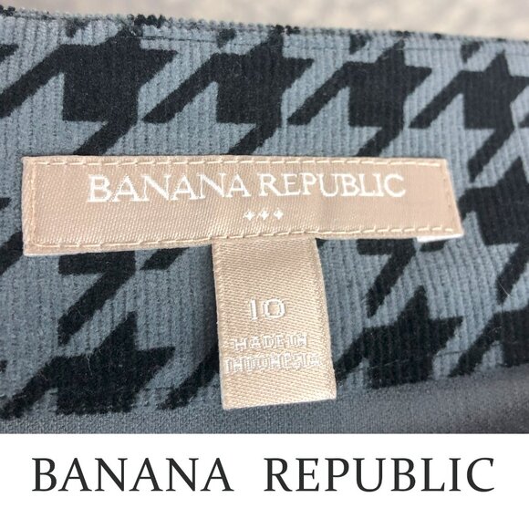 Banana Republic Women's Houndstooth Pencil Skirt Grey Black Size 10 98% Cotton - Picture 2 of 4